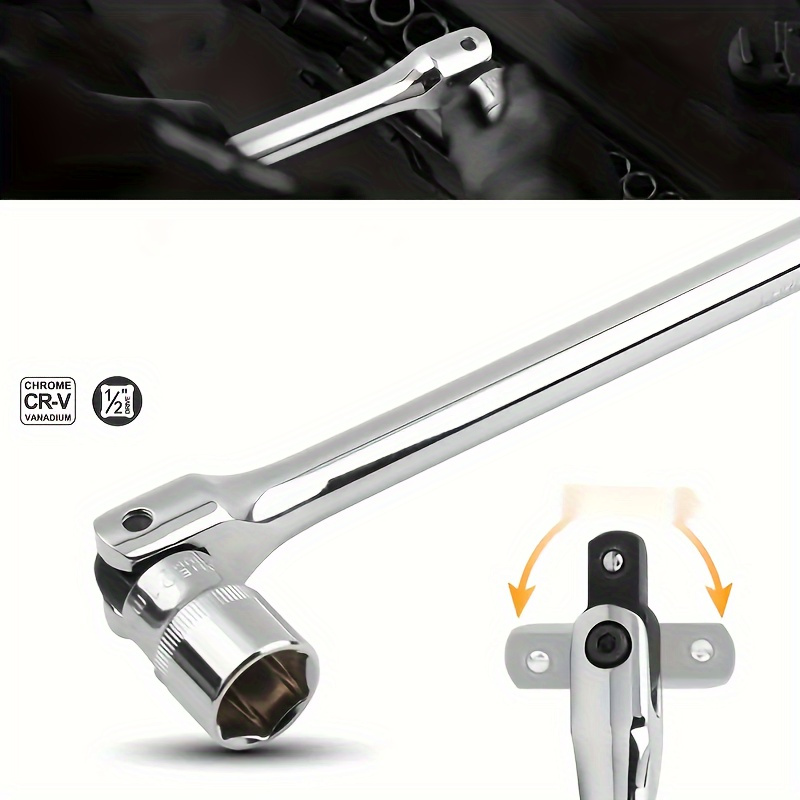 Neiko 00200a 1/2 Drive Extension Breaker Bar | 15 Length | Rotating Flex Head | CR-V Steel
