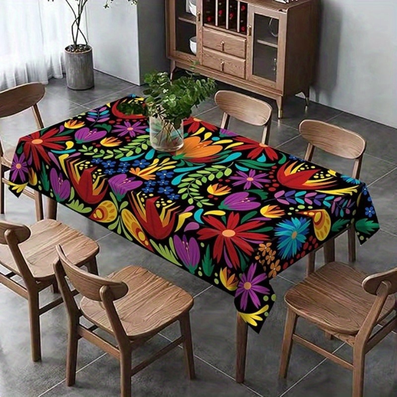 

1pc Vibrant Mexican Tablecloth - Dustproof & Washable, Carnival Parties & Home Decor