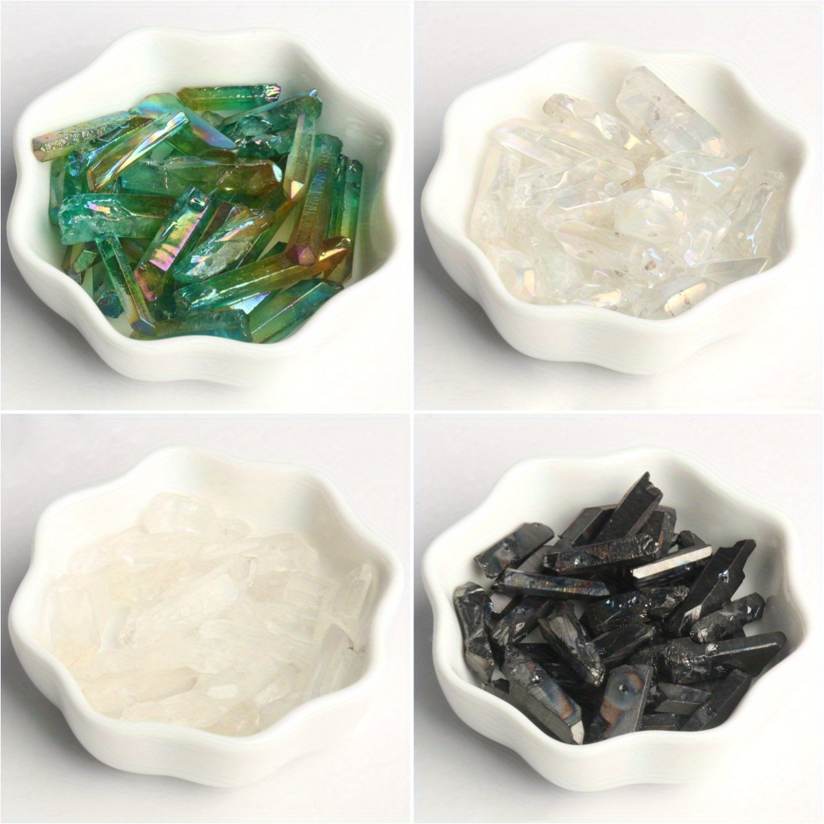 

10pcs Gradient Quartz Crystal Stick Beads - Pointed Loose Beads For Making, Necklace Crafting Supplies