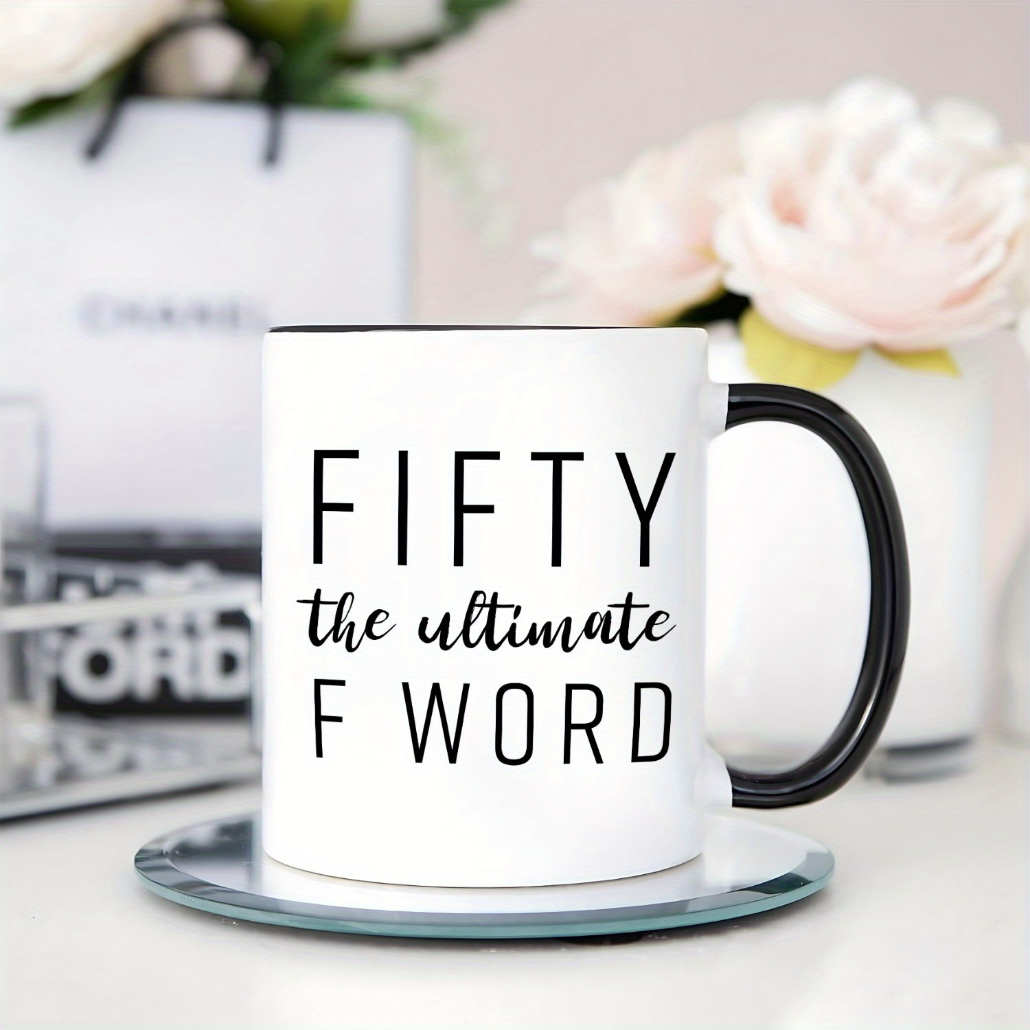 TEMU Fifty The Ultimate F Word - 50th Birthday Gifts For Women And Men - Funny Bday Gift Idea For Mom Dad Husband Wife - 50 Year Old Funny 11 Oz Coffee Mug