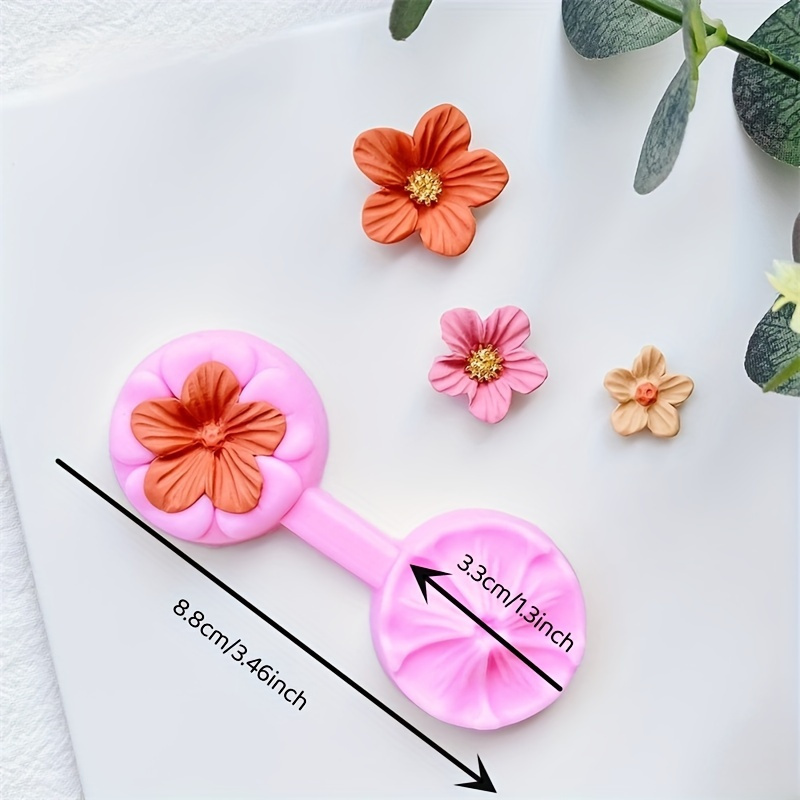 

1pc Moule à Presse de Fleurs en Silicone, Micro Coupeur en Pâte Polymère, Moule Artisanal pour la Fabrication de Pendentifs et Boucles d'Oreilles en Pâte Polymère