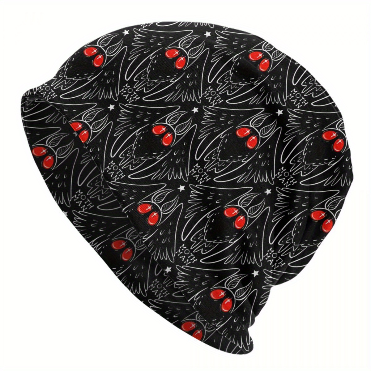 

Mothman Pattern Beanie Hat For Men - Funky Knit Cap With No , Hip-hop Style, Polyester And Elastane