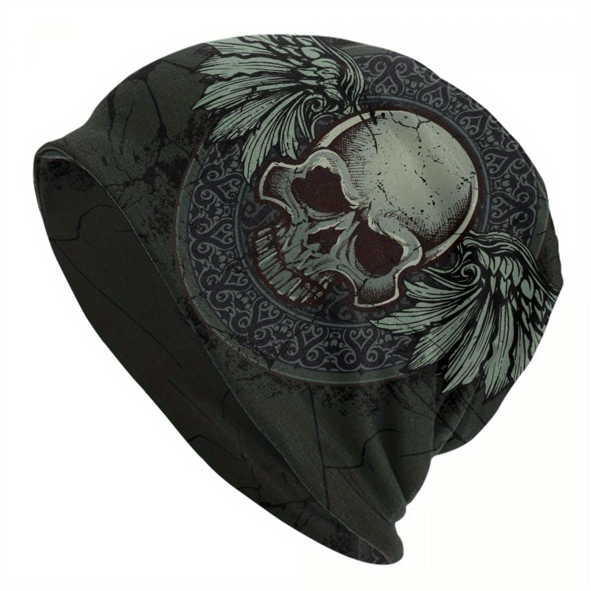 

Men's Gothic Skull Beanie - Hip Hop Hat For , Knit Polyester