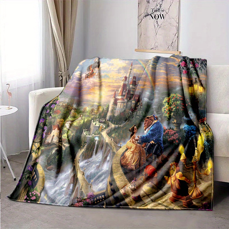 

Beauty And The Inspired Soft Polyester Blanket - Office, Sofa, Bed, Or Picnic | Cozy & Warm Gift