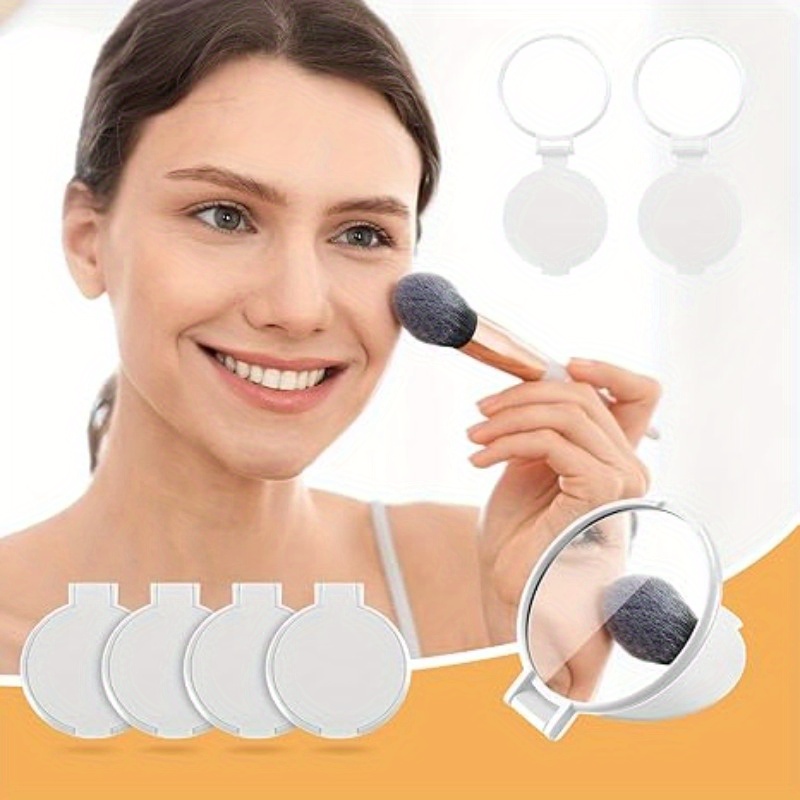 49 pack white portable mini folding mirrors round makeup mirrors for women low allergenic plastic daily use travel accessory pocket size