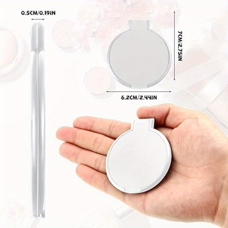 49 pack white portable mini folding mirrors round makeup mirrors for women low allergenic plastic daily use travel accessory pocket size