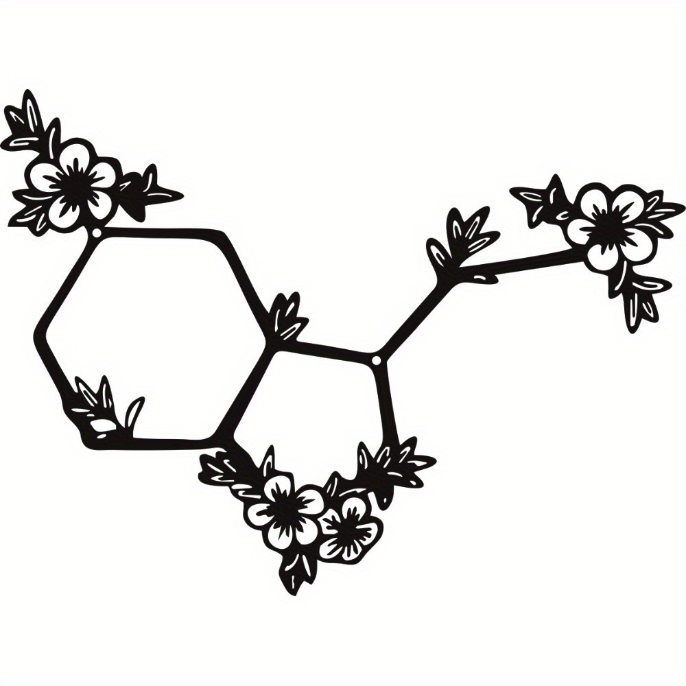 

Molecule & Floral Metal Wall Art - Elegant Black Decor For Home, Office, And Outdoor Spaces - Perfect Housewarming Or Graduation Gift, Ohrmbya