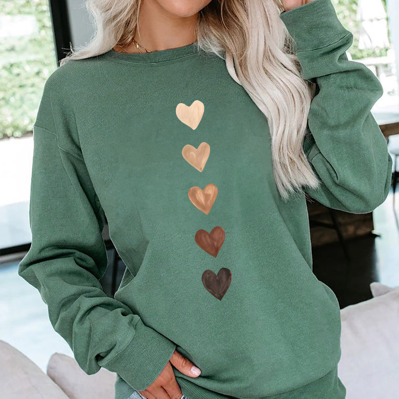 

Gradient Heart Print Sweatshirt For Women - Casual Polyester Long Sleeve Hoodie With Round Neck, Knit Fabric, Spring/fall Collection