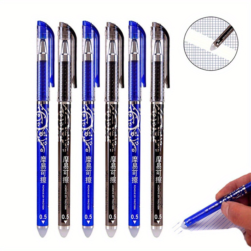 

Jompens 6-pack Pens, 0.5mm Medium Point, Quick-dry, Washable, Refillable, Erasable, Plastic Material, Blue/ For Office Writing