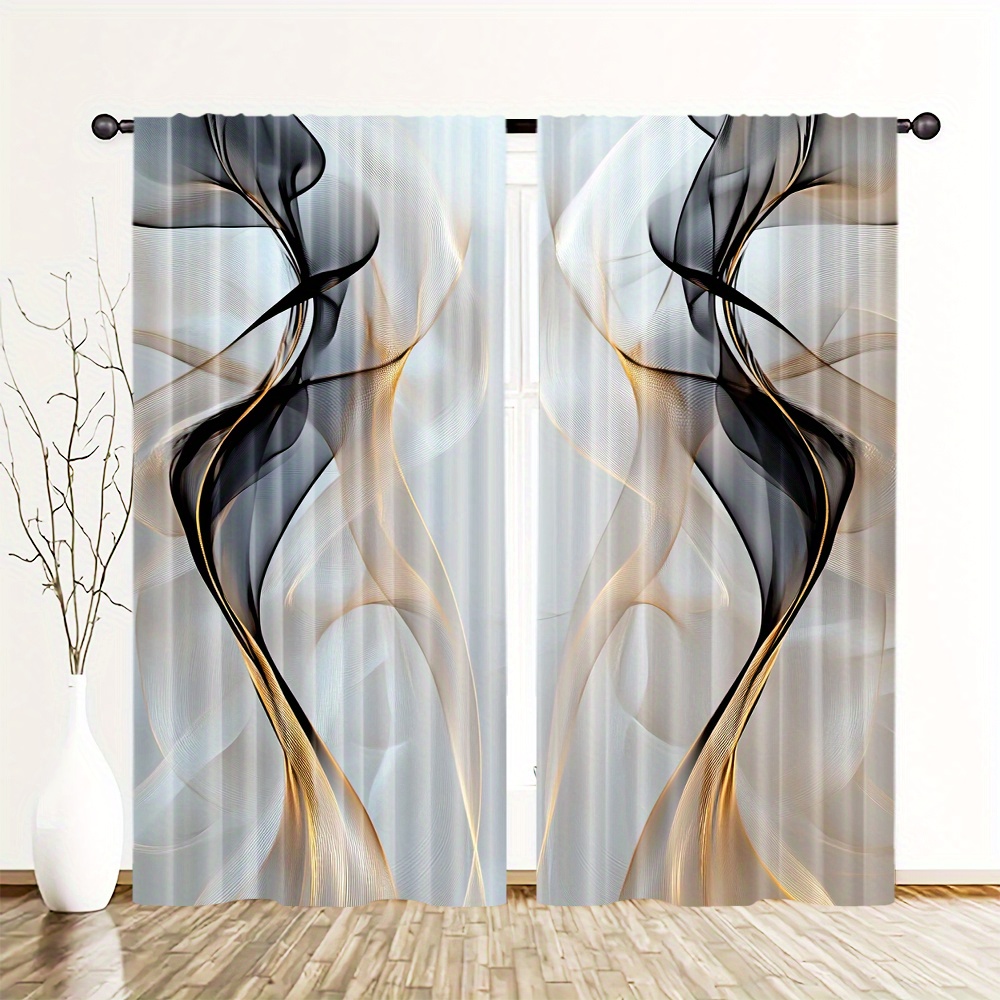 

2pcs Art Curtains - Rod , Polyester Drapes For , , And Dining Decor (rod Not Included)