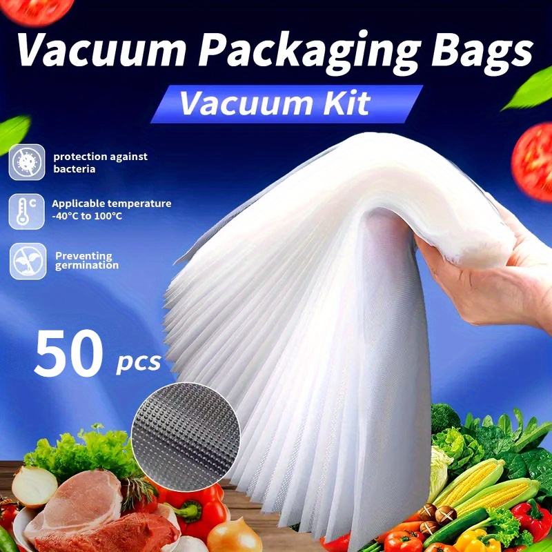 

50pcs Premium Vacuum Sealer Bags For Kitchen Storage - Bpa-free, Heavy Duty, Heat Sealable From -40 To 100°c, Ideal For Food Preservation & Meal Prep, Vacuum Storage Bags