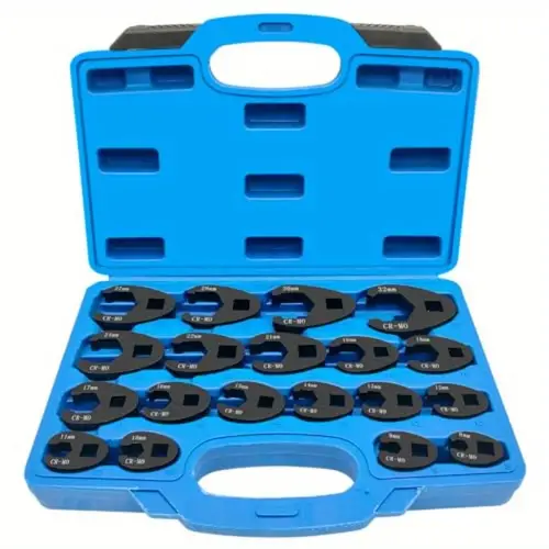19pcs jumbo crowfoot flare nut wrench set metric 8 32mm 3 8 and 1 2 drive durable steel for ratchets