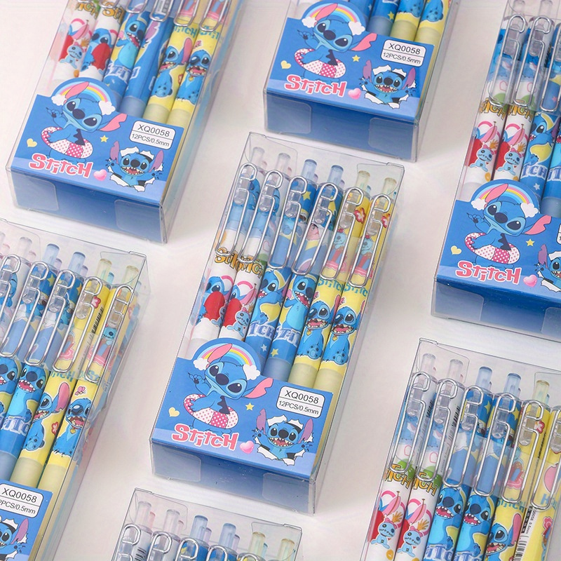 

Stitch Cartoon Ballpoint Pens - Retractable 0.5mm Medium Point , Plastic Oval Body, Adult-friendly Cute Stationery Writing Pen For Students, 18+, Options