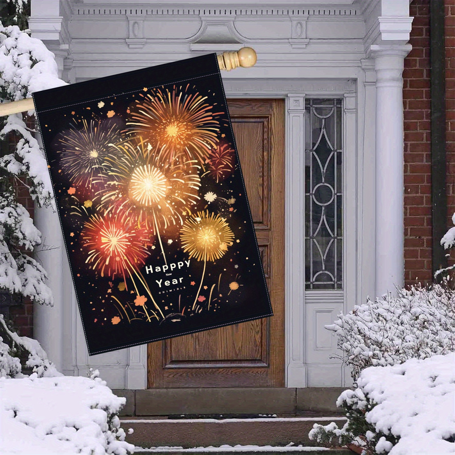 

Festive 28x40 Inch Double-sided Garden Flag: Fireworks For New Year's Celebration - Yard Decoration, Outdoor Flag, No Electricity Required, Vibra-tex Material