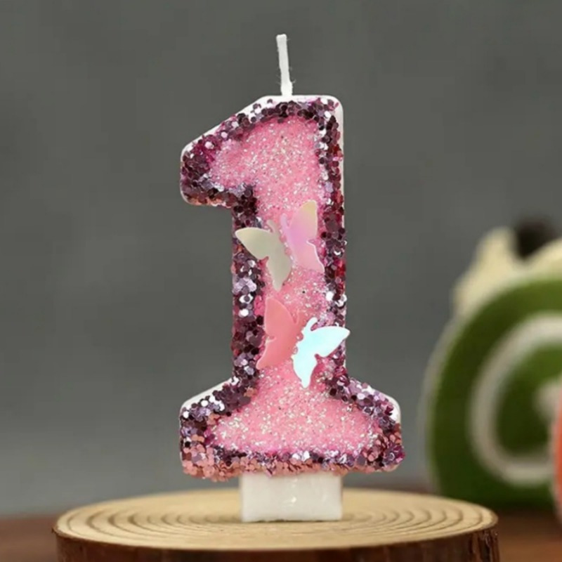 Image of New Birthday Candle Number Birthday Candle Decoration Pink Candle Birthday Party Decoration Supplies Candle