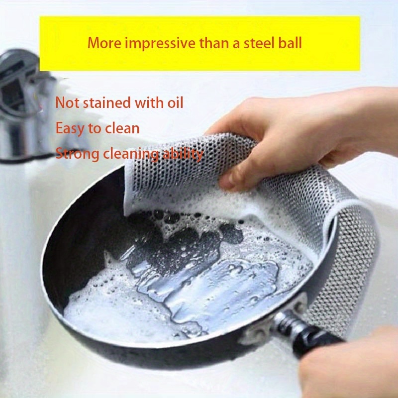 a cleaning cloth made of silvery wire for kitchen stoves steel wire dishwashing cloth   oil   removing and dirt removing   to   wire and silvery wire cleaning cloth details 2