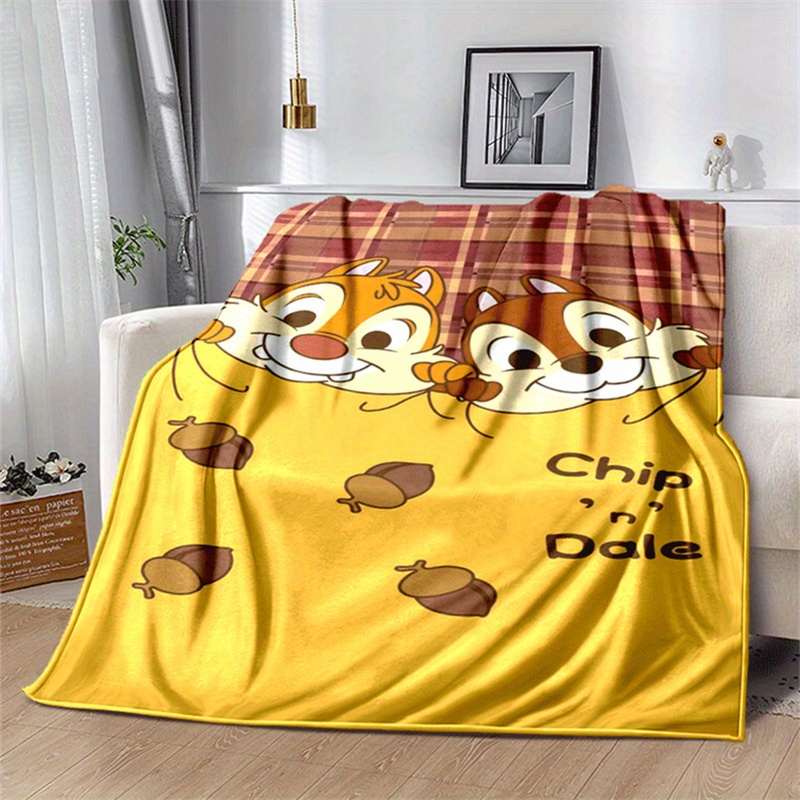 

1pc Chip An' Print Blanket, Cute Cartoon Design, Living Room Home Decoration , Soft And Cozy Modern Throw For All