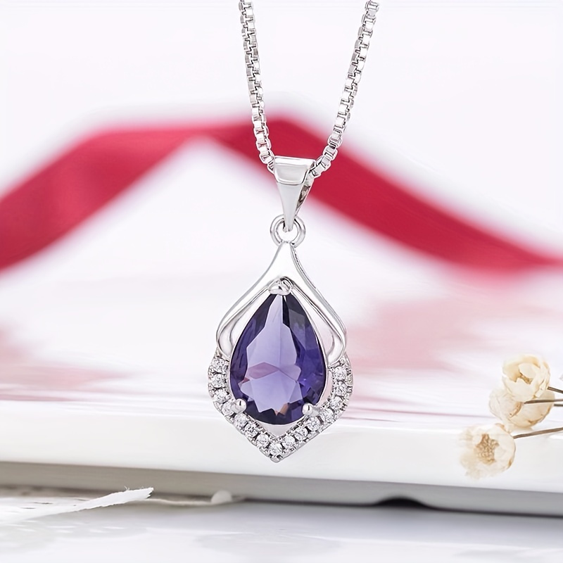 

Fashion Drop Amethyst Pendant Necklace