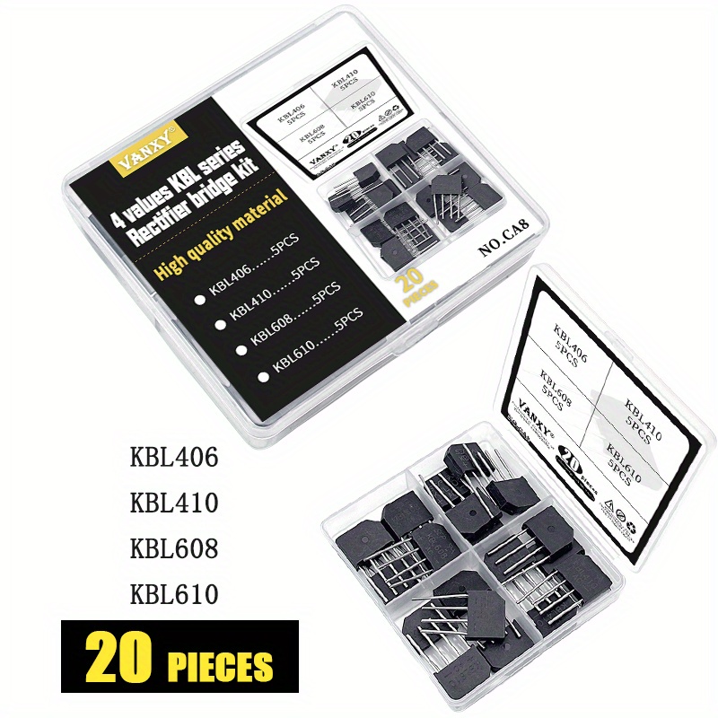 Bridge Kit Kbl406 Kbl410 Kbl608 Kbl610 Total Of 20pcs, Through-hole Bridge Electronic Components