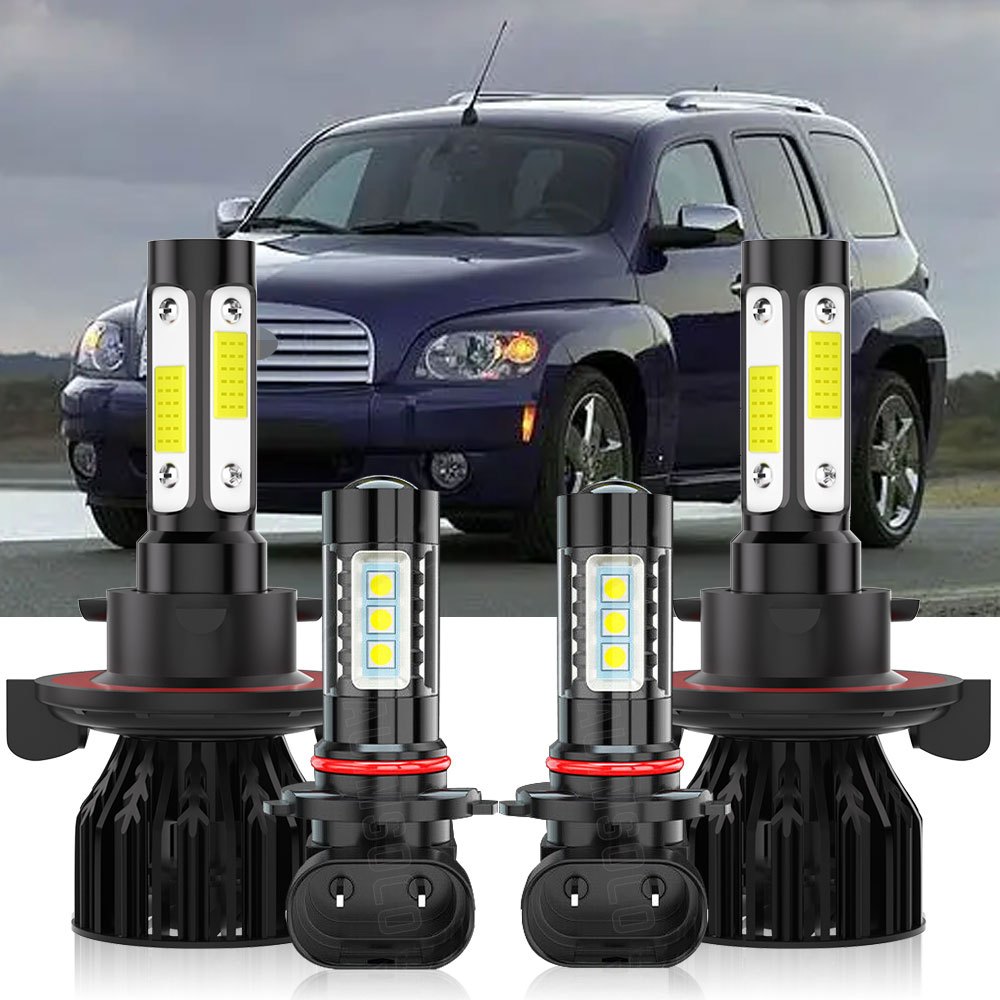 

4pcs 9008/h13+h10 Led Headlight Bulbs For 2004 2005 2006 2007 2008 2009 2010 2011 2012 2013 2014, Super Beam + Fog Lamps 6500k 4000lm, New With Cooling Fan