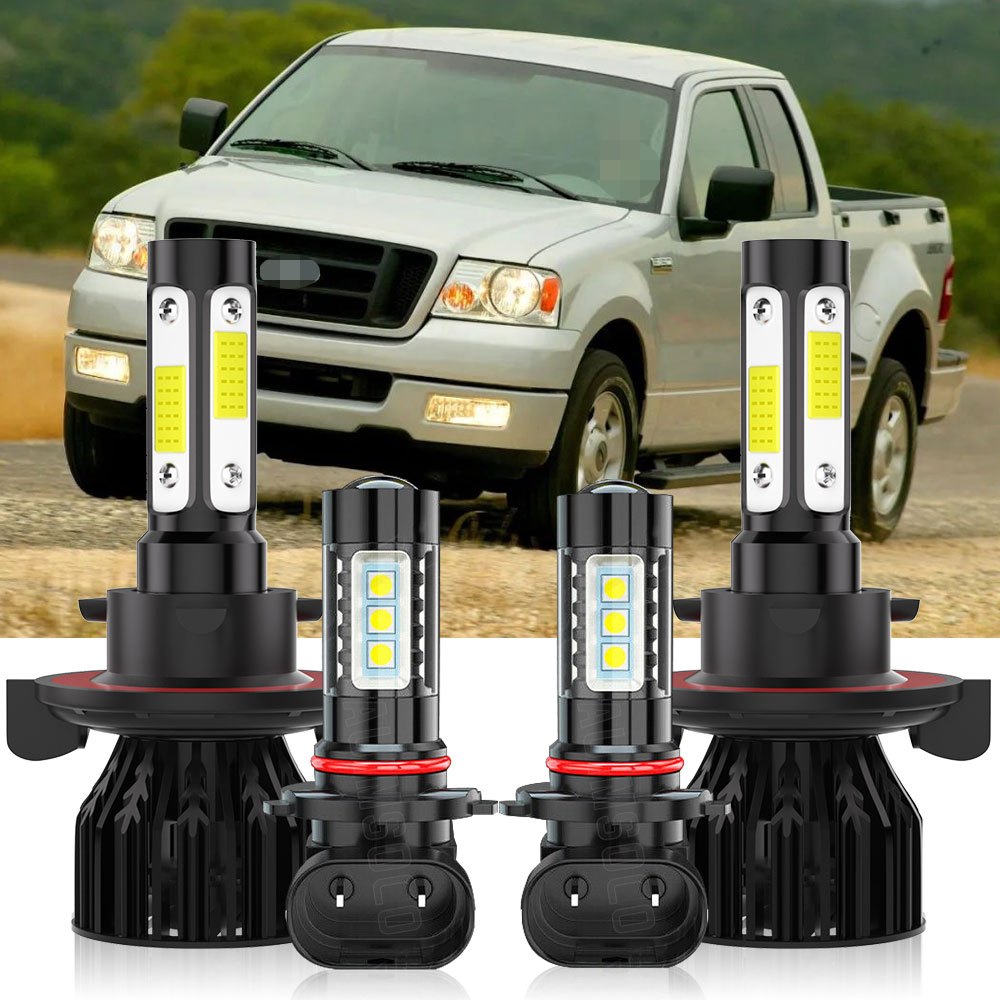 TEMU 4pcs 9008/h13+h10 Led Bulbs For 2004 2005 2006 2007 2008 2009 2010 2011 2012 2013 2014, Super High Low Beam + Fog Lamps 6500k 4000lm, New Upgrade With Cooling Fan, Without Battery