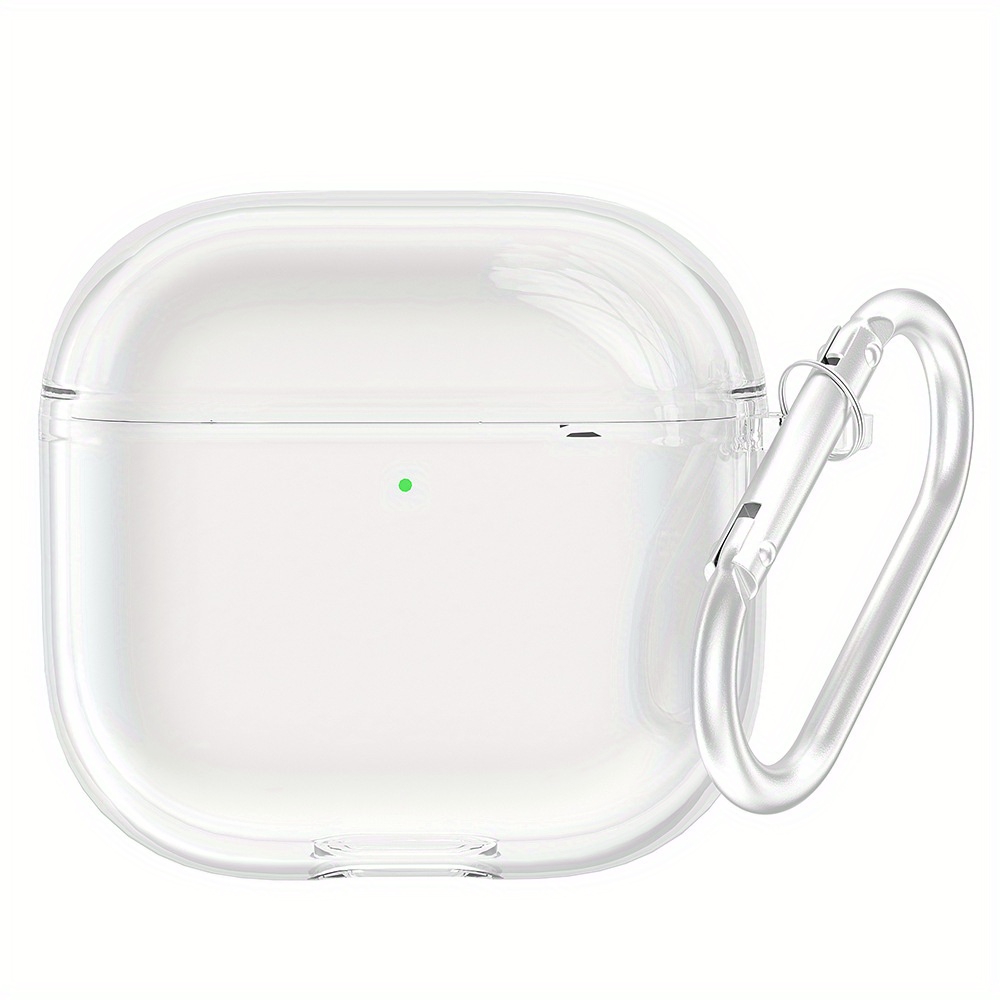 

For Airpods 4 Case With Carabiner - Shockproof Transparent Soft Tpu Earphone Charging Case Protector