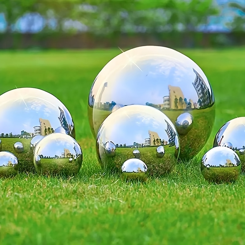 

6-piece Set Stainless Steel Gazing Balls - Mirror Polished Hollow Spheres For Garden, Floating Pond Decor, Freestanding Reflective Orbs, No Power Needed, Decoration, Garden Accessory