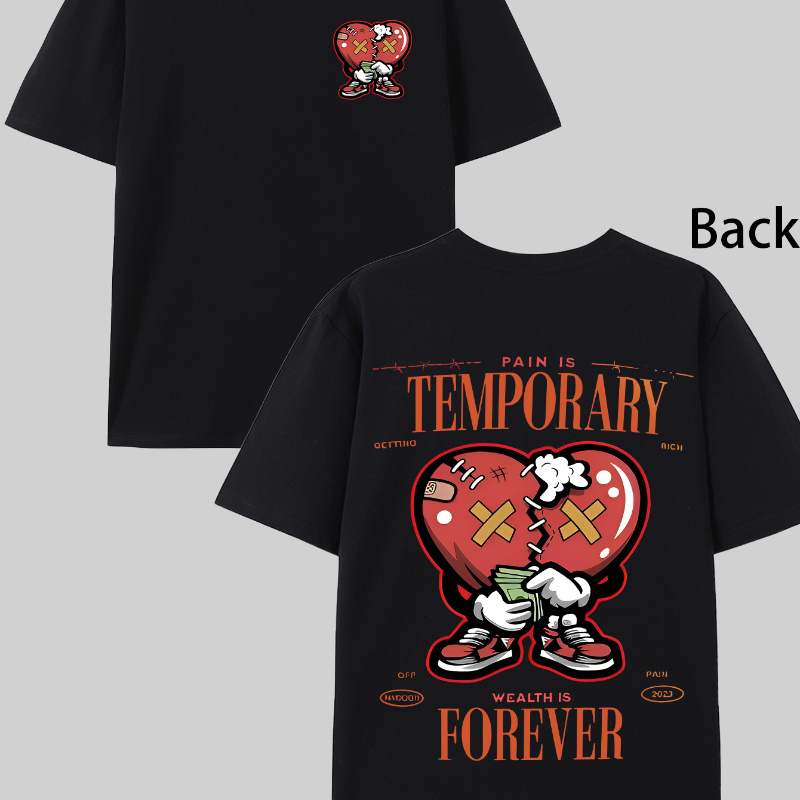 

The Pain Is Temporary Print Tee Shirt, Tees For Men, Casual Short Sleeve T-shirt For Summer