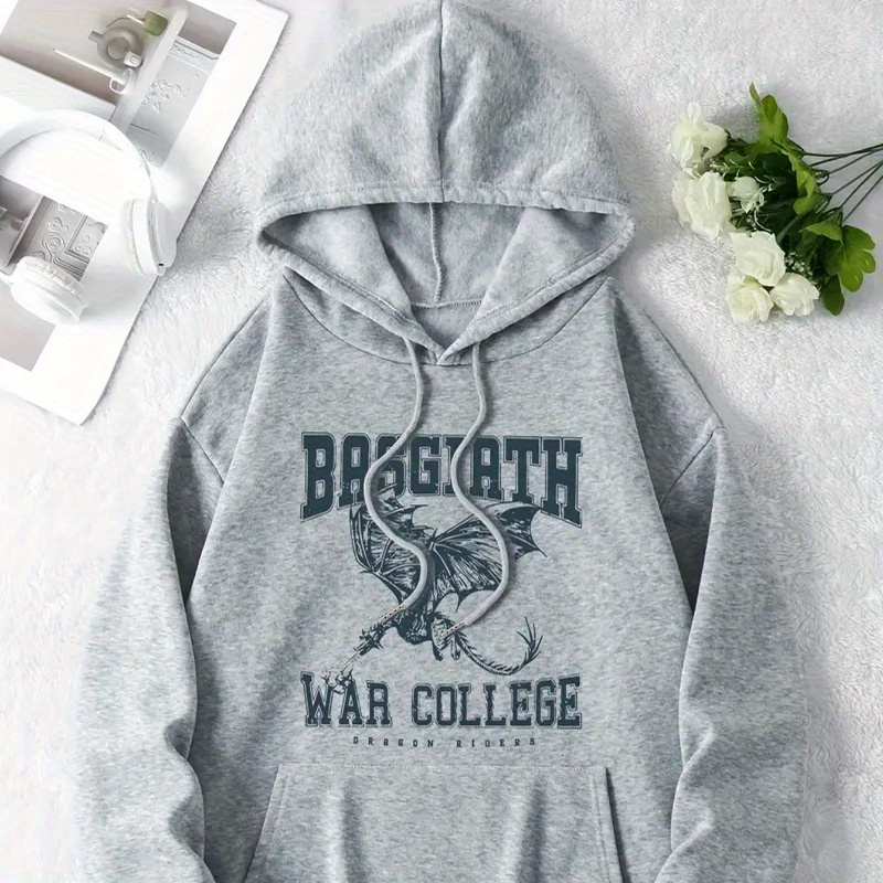 

Dragon & Letter Print Hoodie, Drawstring Casual Hooded Sweatshirt For Winter & Fall, Women's Clothing