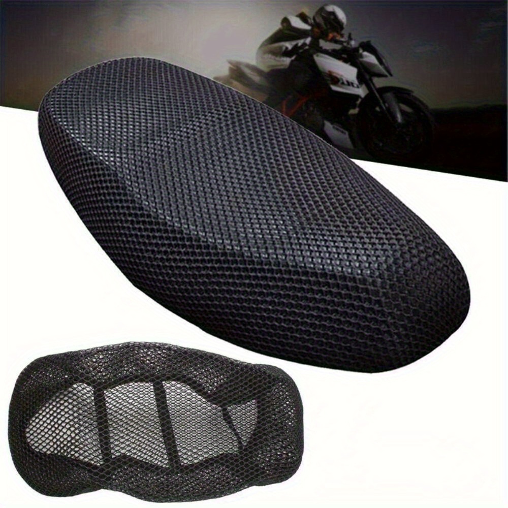 TEMU 1pc 3d Mesh Motorcycle Seat Cover - Anti-slip, Breathable Polyester Cushion For And Style, Ideal For All Motorcycle Models, Motorcycle Accessory
