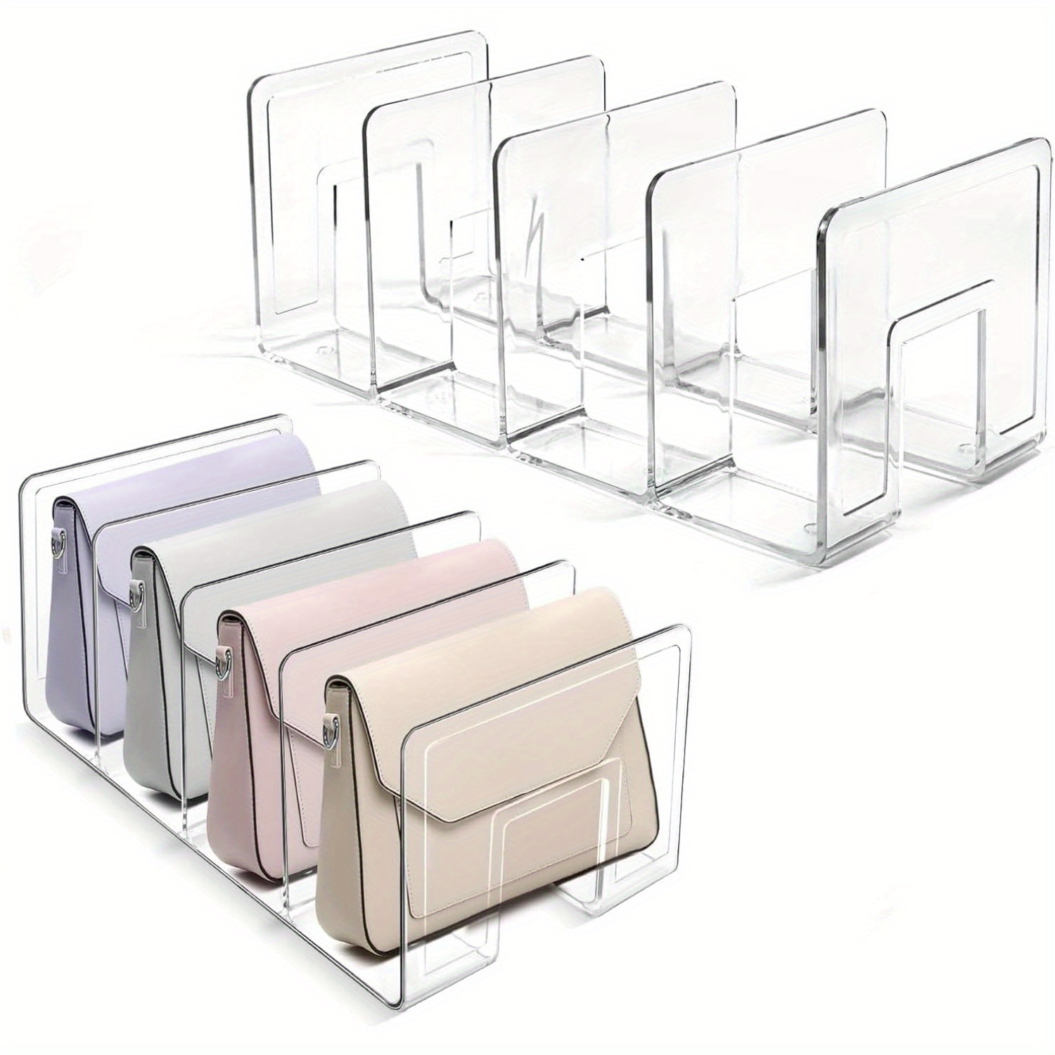 

Space-saving Acrylic Purse Organizer - Clear Handbag Divider Holder For Closet, & Waterproof Storage Solution