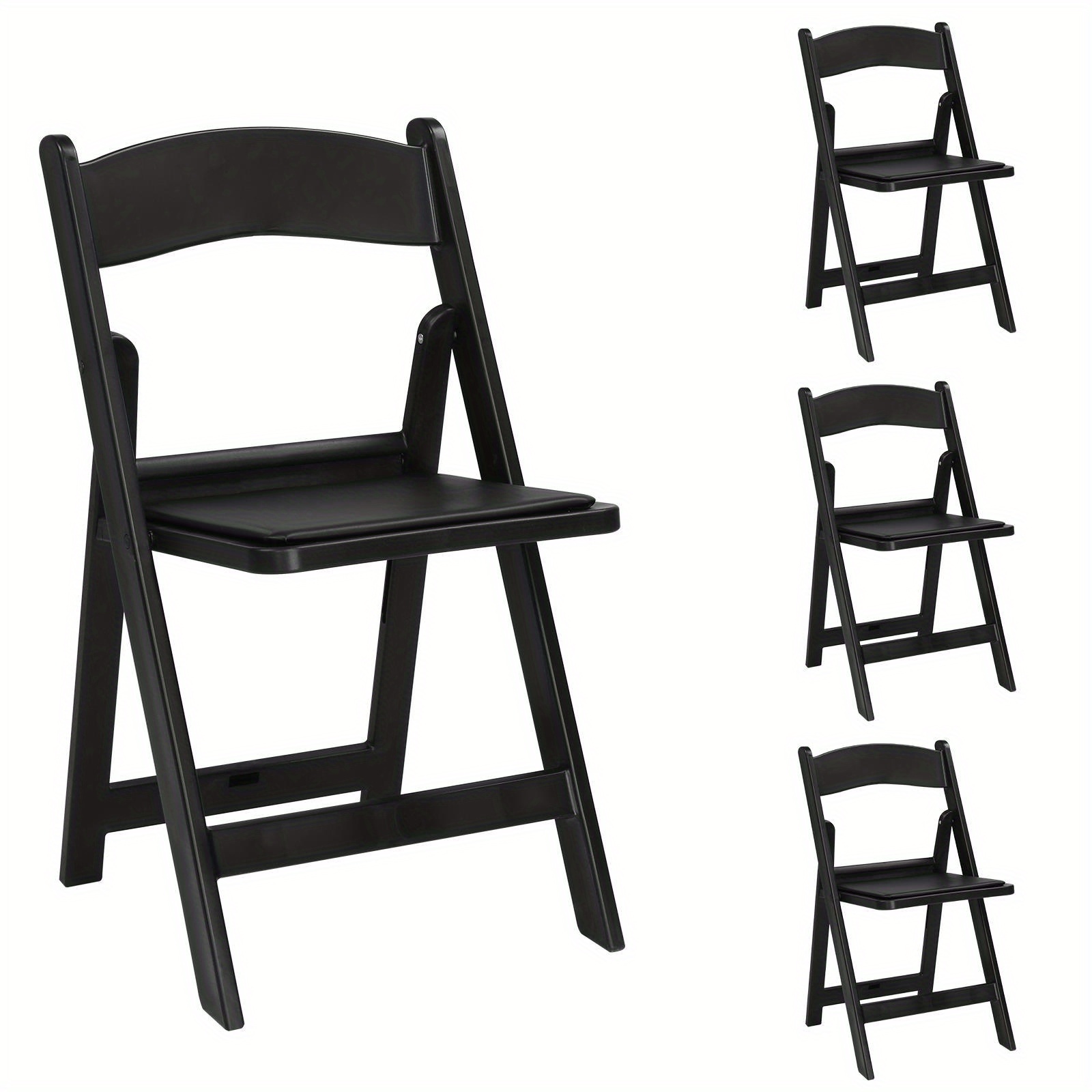 

4 Pack Portable Folding Chairs With Padded Comfortable Resin Seating For Indoor Outdoor Events Picnics Weddings Parties And School Use Black