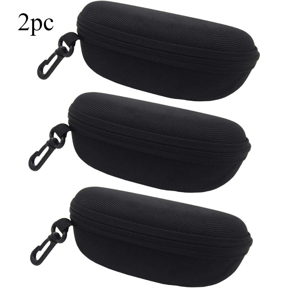 

Hardshell Glasses Case With Zipper And Hook For - Black, Polyester Fiber
