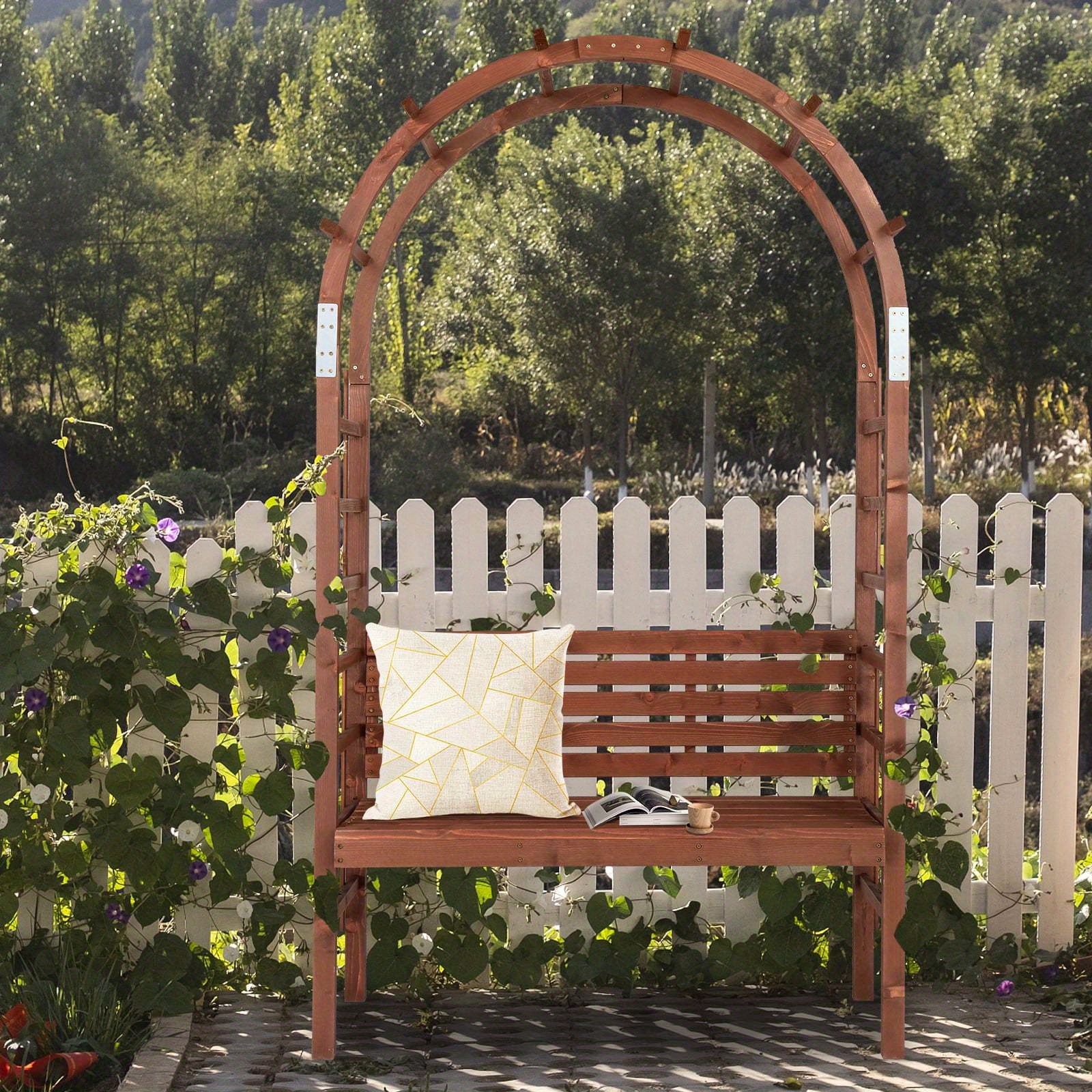 

6.8ft Wooden Garden Wedding Arch 2 In1 Arch Bench Outdoor Decor