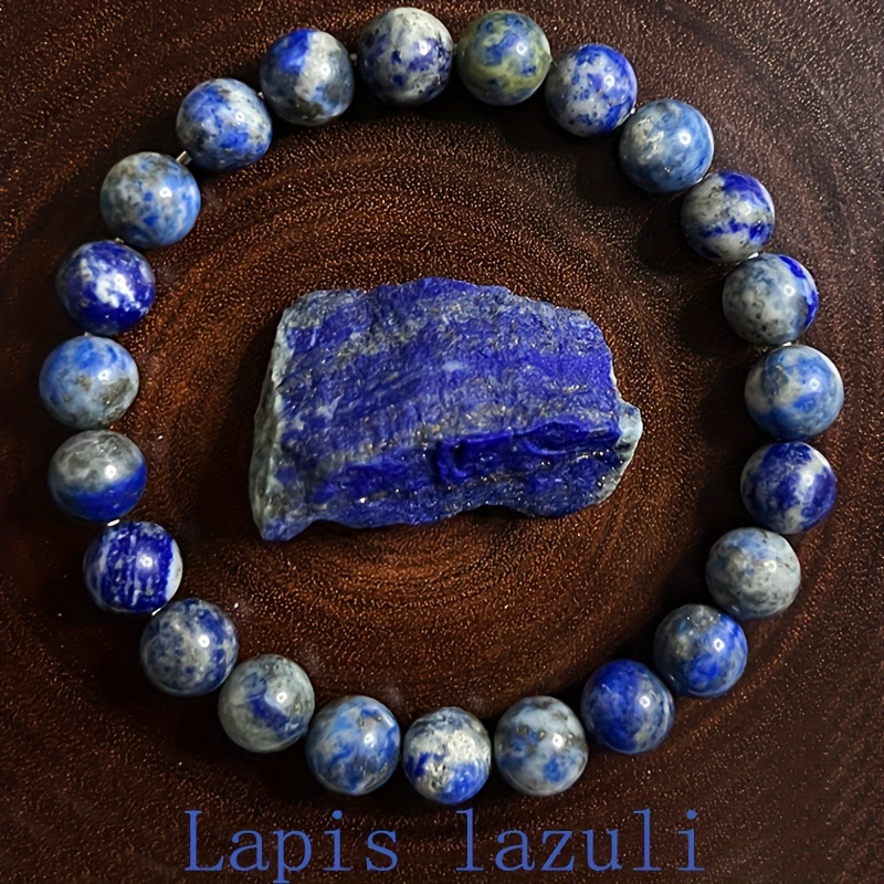 

Boho Lapis Beaded Bracelet, 8mm Stone Beads, No Plating - Ideal For And Thanksgiving Gift