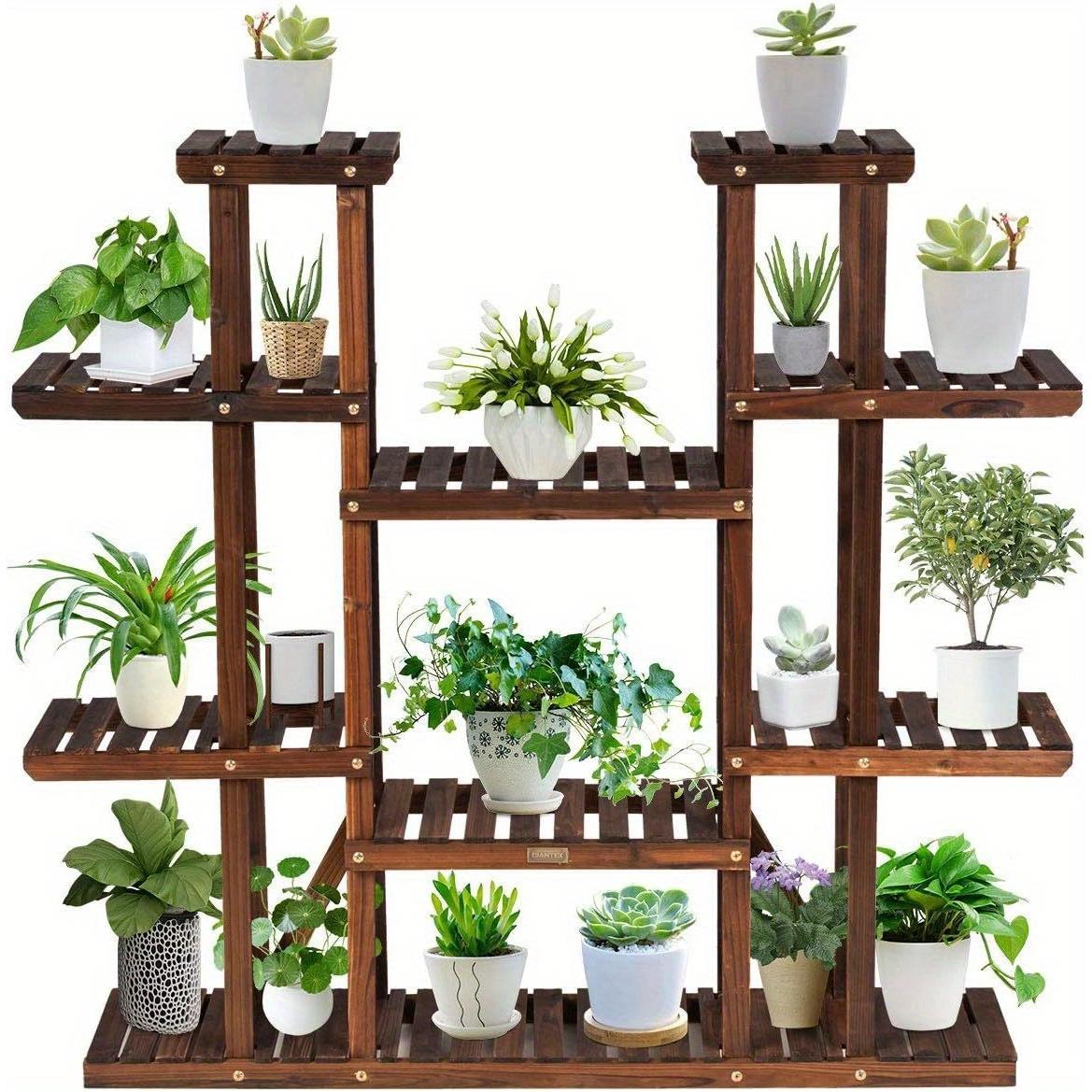 Image of Plant Shelf 9 Tier Flower Shelf Flower Stand Flower Stairs Garden 125x25x114cm Wood