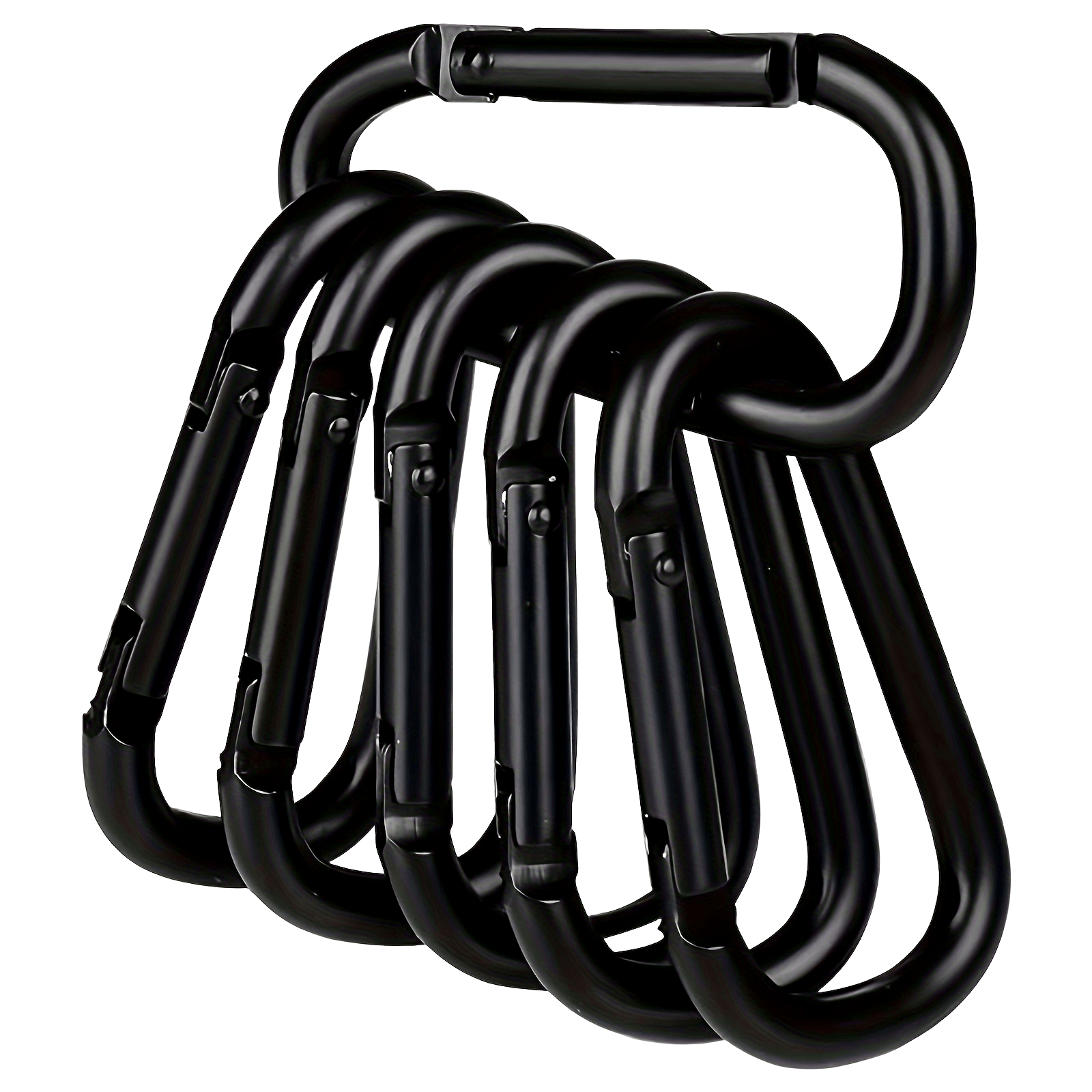 

6-pack Aluminum Alloy - Heavy-duty Spring- D-rings, Multipurpose Accessory For Outdoor, Camping, Hiking - Keychain And Gear Attachments, Black