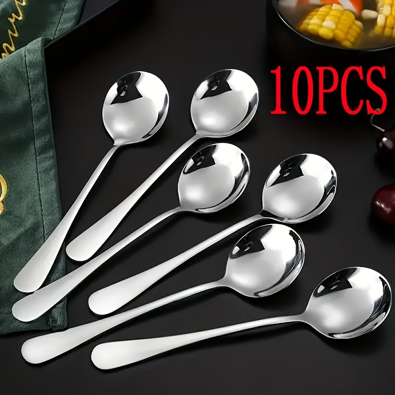 

10 Steel Spoon - Spoon Spoon Round Dishwasher Safe For Weddings Bridal Birthdays Housewarming Christmas Halloween Easter Dining