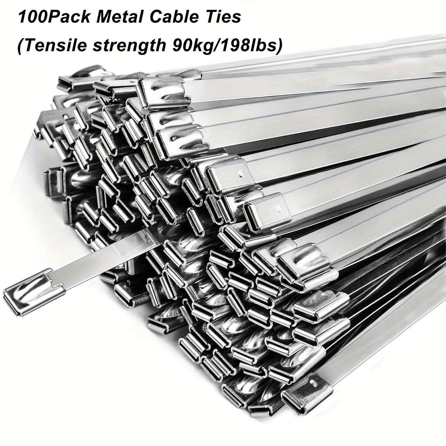 

-pack 201 Stainless Steel Metal Cable Ties - Heavy-duty, Self-locking, Rust-resistant Zip Ties For Machinery, Vehicles, Exhaust Wrap & Outdoor Use