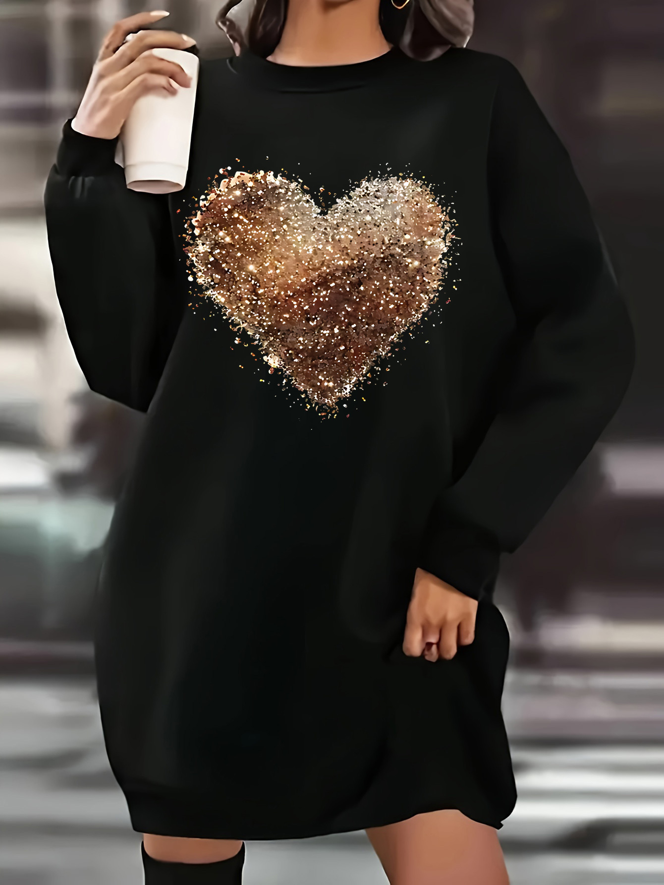 plus size plus size letter print sweatshirt dress casual - Temu Germany