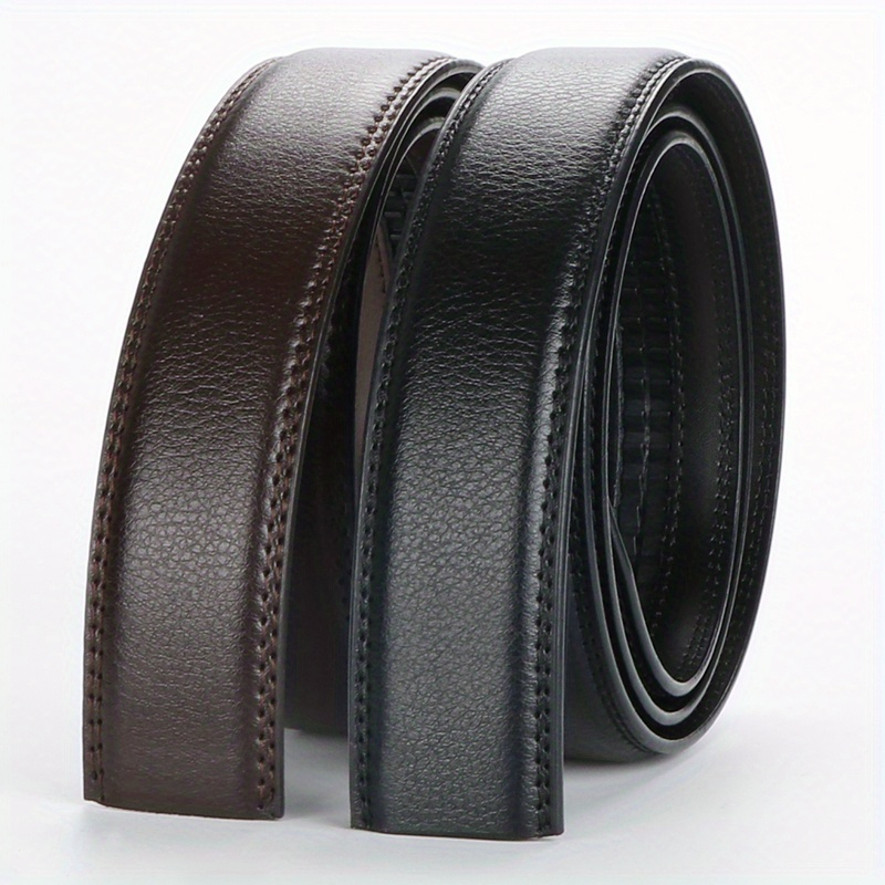 

2pcs Genuine Leather Belts Large Size Belt No For Automatic Without (color Black+brown)