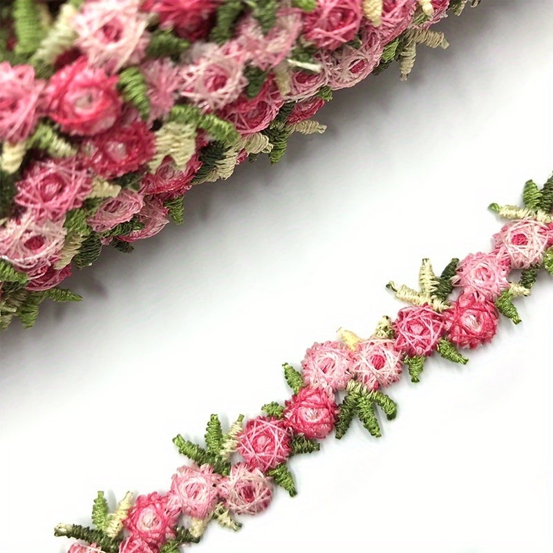 2yard/ Pack 1.6cm/ 0.63in Wide Polyester Colorful Dyed Polyester Water Soluble Rose Flower Lace Head Decoration Accessories Diy Handmade Accessories
