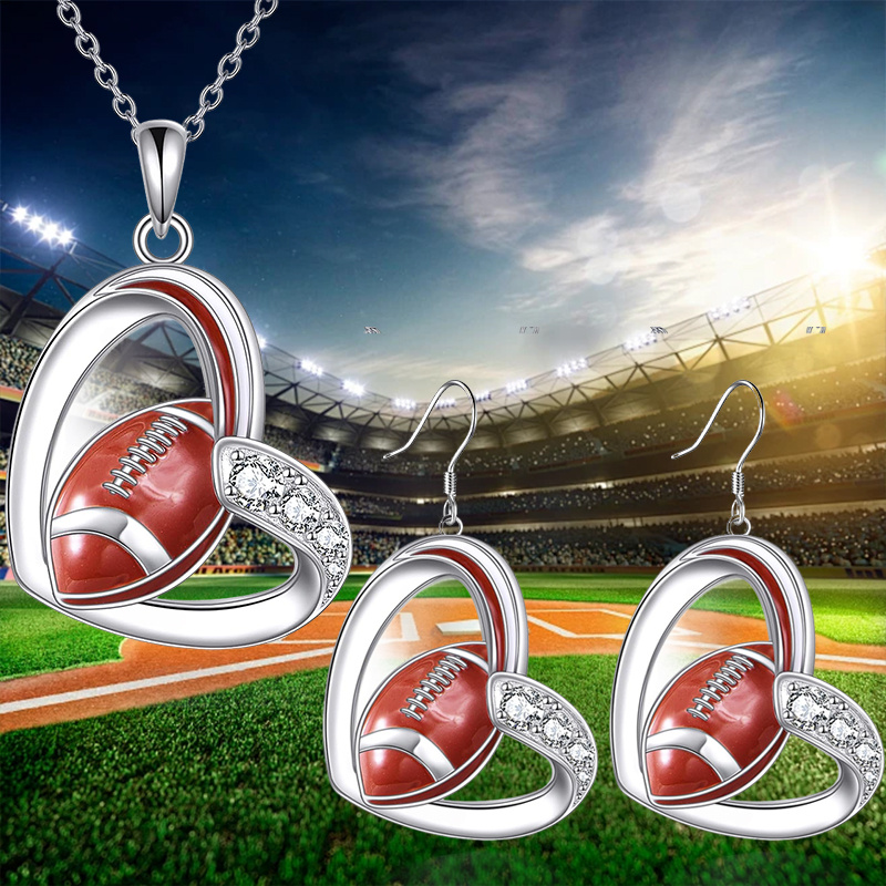 TEMU 3pcs Fashionable And Elegant Heart-shaped Pattern Pendant Earrings Necklace, Gift For , Christmas Anniversary Commemorative Gift, Party Jewelry