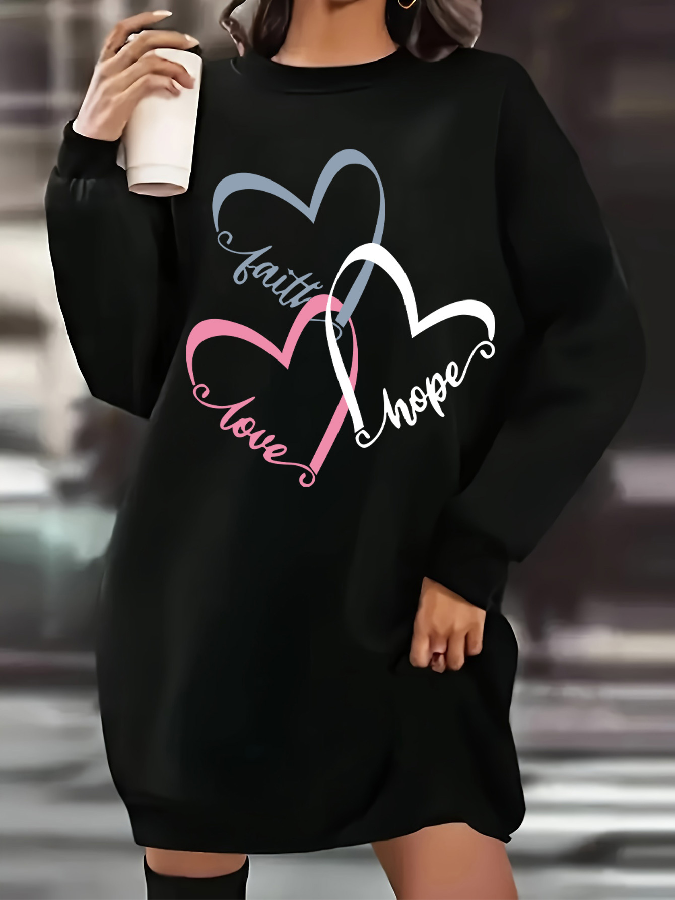 plus size - plus size - ladies' autumn and winter new printed dress plus  velvet casual sweatshirt dress | Shop Trends | Temu United Arab Emirates