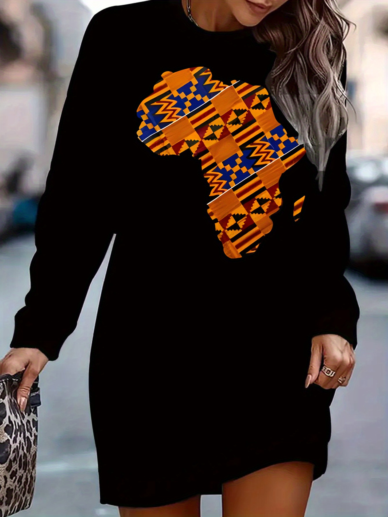 African map hoodie dress