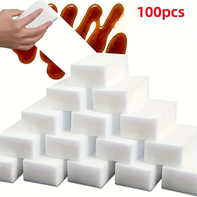 100pcs, Magic Sponge Wipe, Melamine Foam Sponge, Household Cleaning Sponge, Dish Sponge, Kitchen Cleaning Sponge, Car Wash Sponge, for Sink Oven Stove Plate Bathroom Shower Tile Wall Shoes, Cleaning Supplies, Cleaning Tool