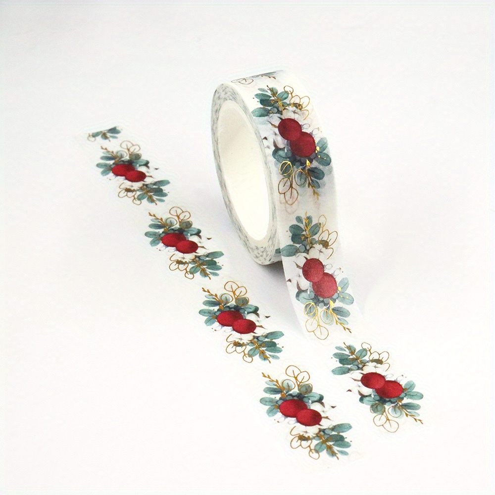 TEMU New Style: 1pc Of Christmas Floral Tape For Scrapbooking, Light-blocking Tape, Decorative Tape For Christmas, And Merry Christmas Tape