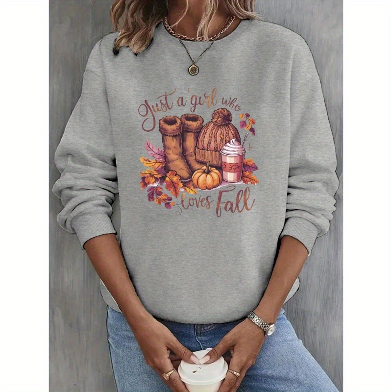 

Fall Themed Graphic Sweatshirt For Women - Casual Polyester Crew Neck Hoodie With & Pumpkin Design, Knit Fabric, Geometric Pattern, Unisex Fall/winter Apparel