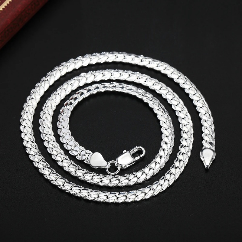 

50cm 925 Sterling Silver Luxury Brand Design Necklace Chain For Woman Men Fashion Wedding Engagement Jewelry