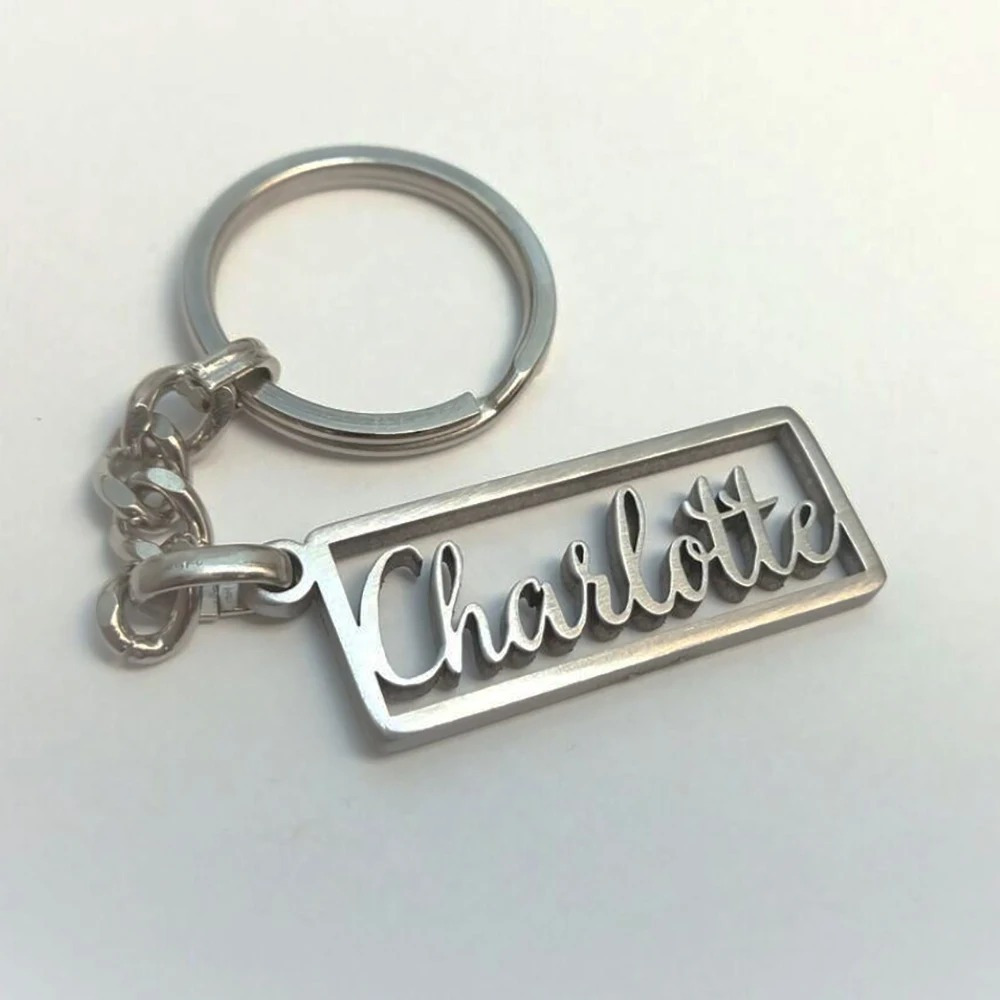 TEMU 1pc Personalized Stainless Steel Keychain - Heavy-duty Chain, Custom Cursive/block Letters (e.g. , John) - Engravable Gift For Men, Boys,